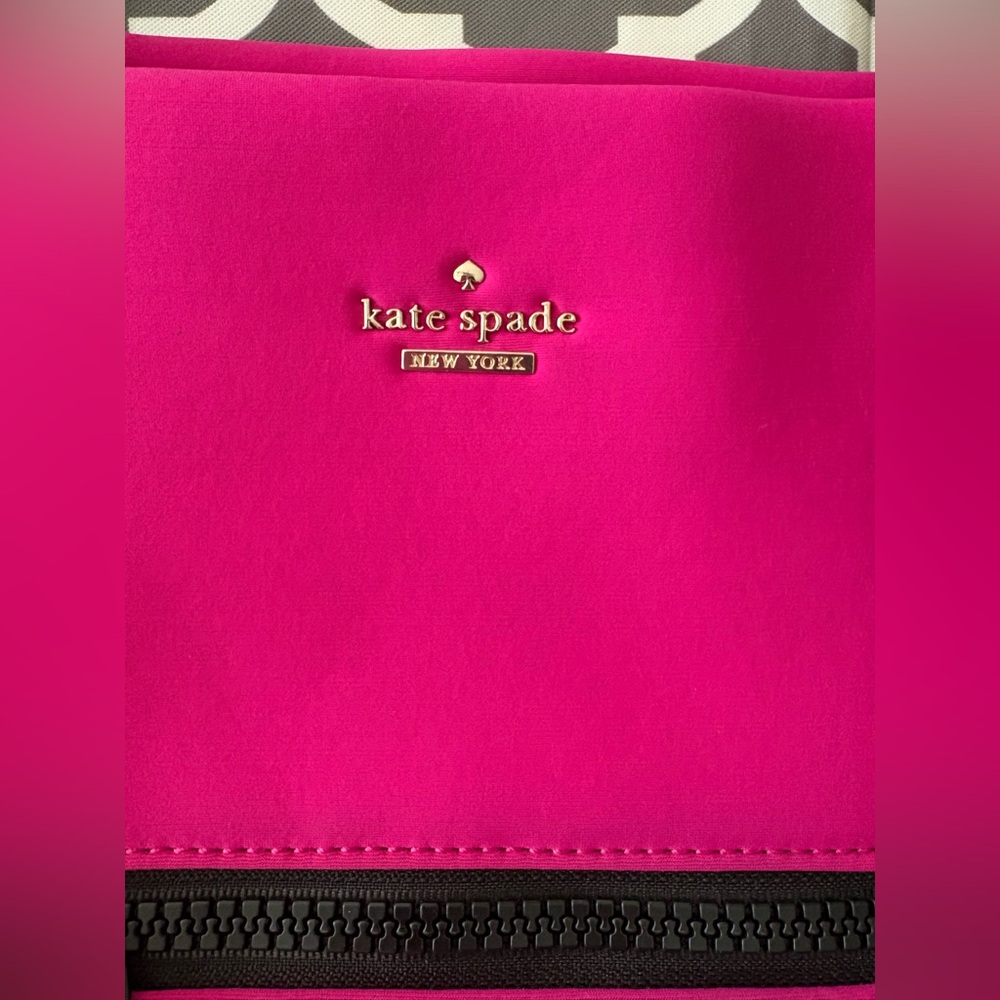KATE SPADE Fuchsia Neoprene with Black leather trim large Tote - Picture 4 of 11